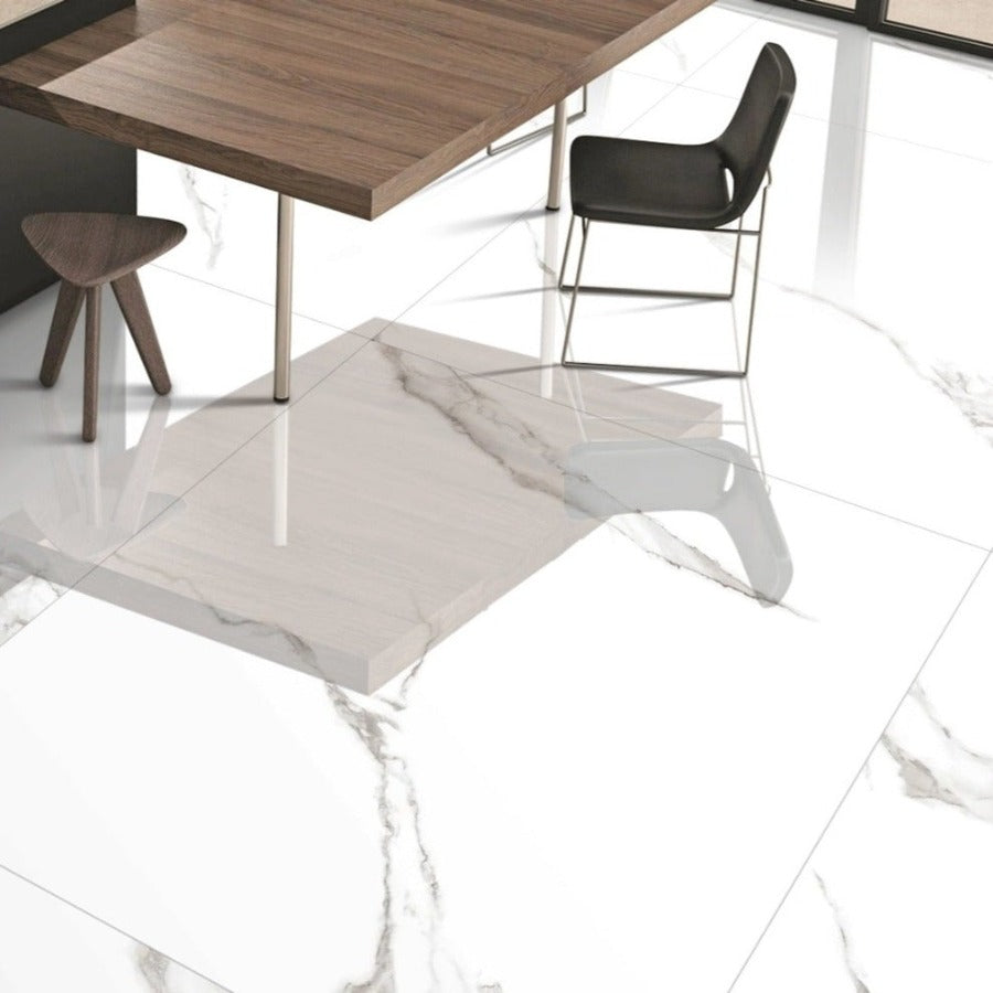 Statuario Polished Indoor Wall&Floor Porcelain Tile-1000x1000mm