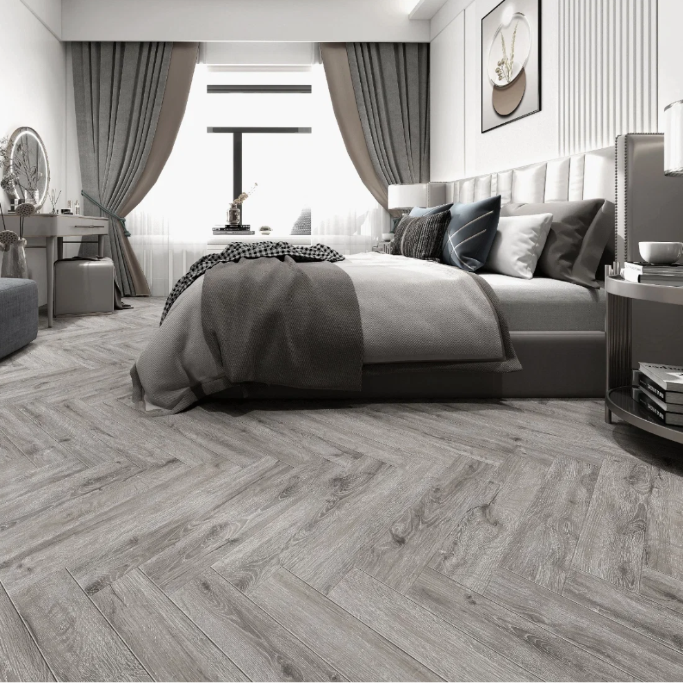 Rosa Greige Herringbone SPC Luxury Click Vinyl Flooring-750x150 mm