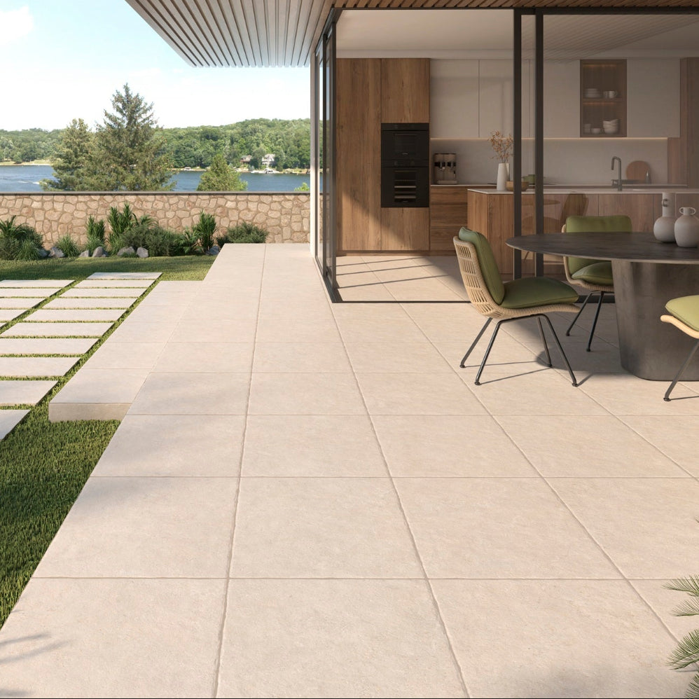 Royale Marfil Chiselled Edge Porcelain Paving Slabs - 910x610x18mm