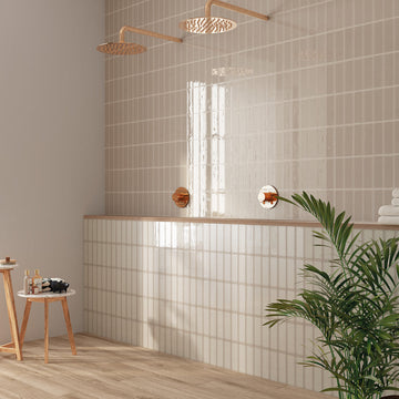 Shades Beige Brick Effect Feature Wall Tile- 200x65 mm