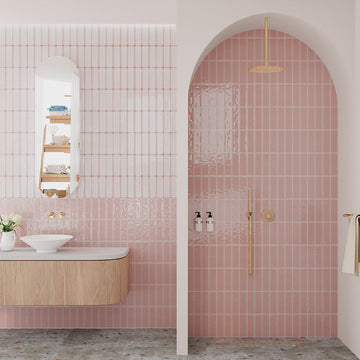 Shades Pink Brick Effect Feature Wall Tile- 200x65 mm