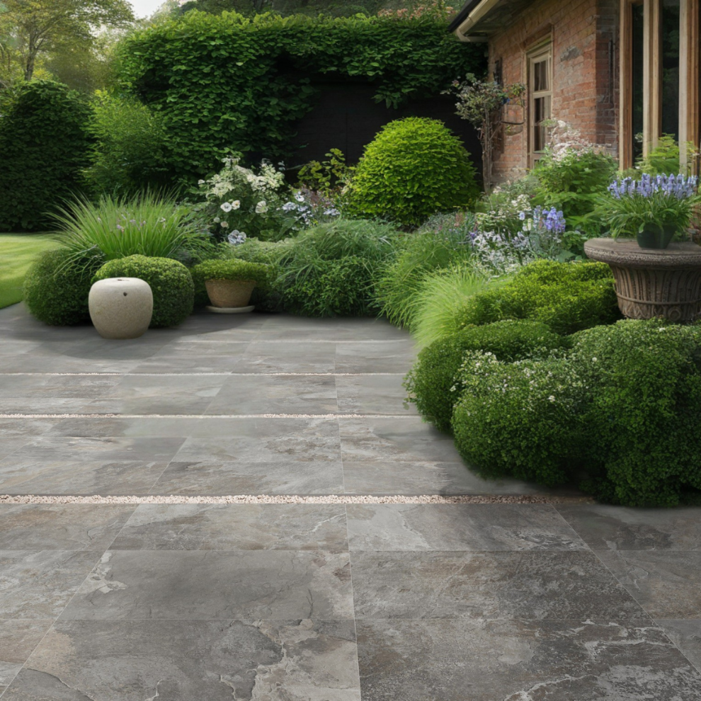 Slate Gris Outdoor Porcelain Paving Slabs - 900x600x20 mm