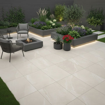 Solace Ivory Outdoor Porcelain Paving Slabs - 900x600x20 mm