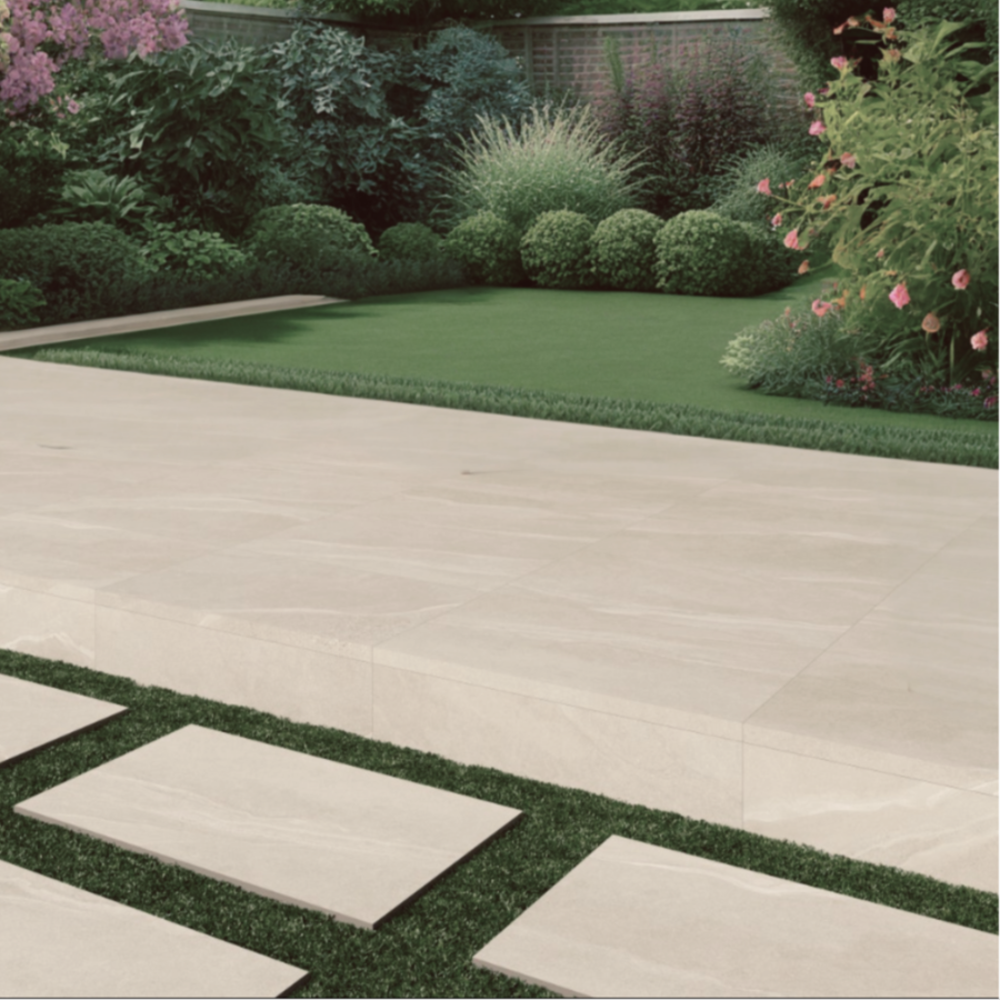 Solace Ivory Outdoor Porcelain Paving Slabs - 900x600x20 mm