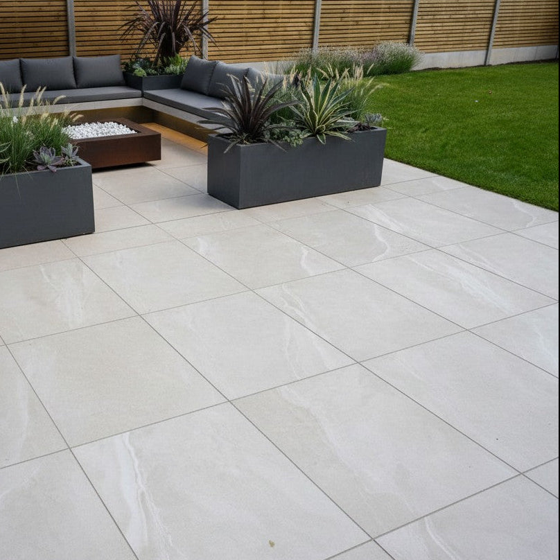 Solace Ivory Outdoor Porcelain Paving Slabs - 900x600x20 mm