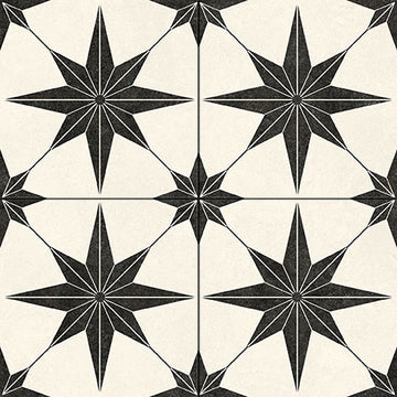 Star White Matt Patterned Decor Porcelain Tile - 450x450mm
