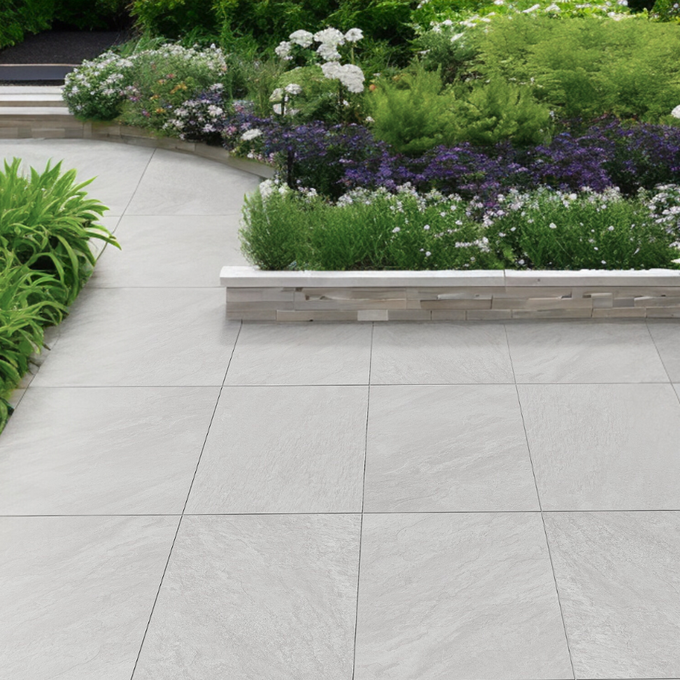 Tiffany Silver Grey Outdoor Porcelain Paving Slabs - 600x600x20 mm