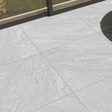 Tiffany Silver Outdoor Porcelain Paving Slabs - 600x600x20 mm