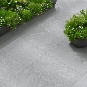 Tiffany Silver Outdoor Porcelain Paving Slabs - 900x600x20 mm