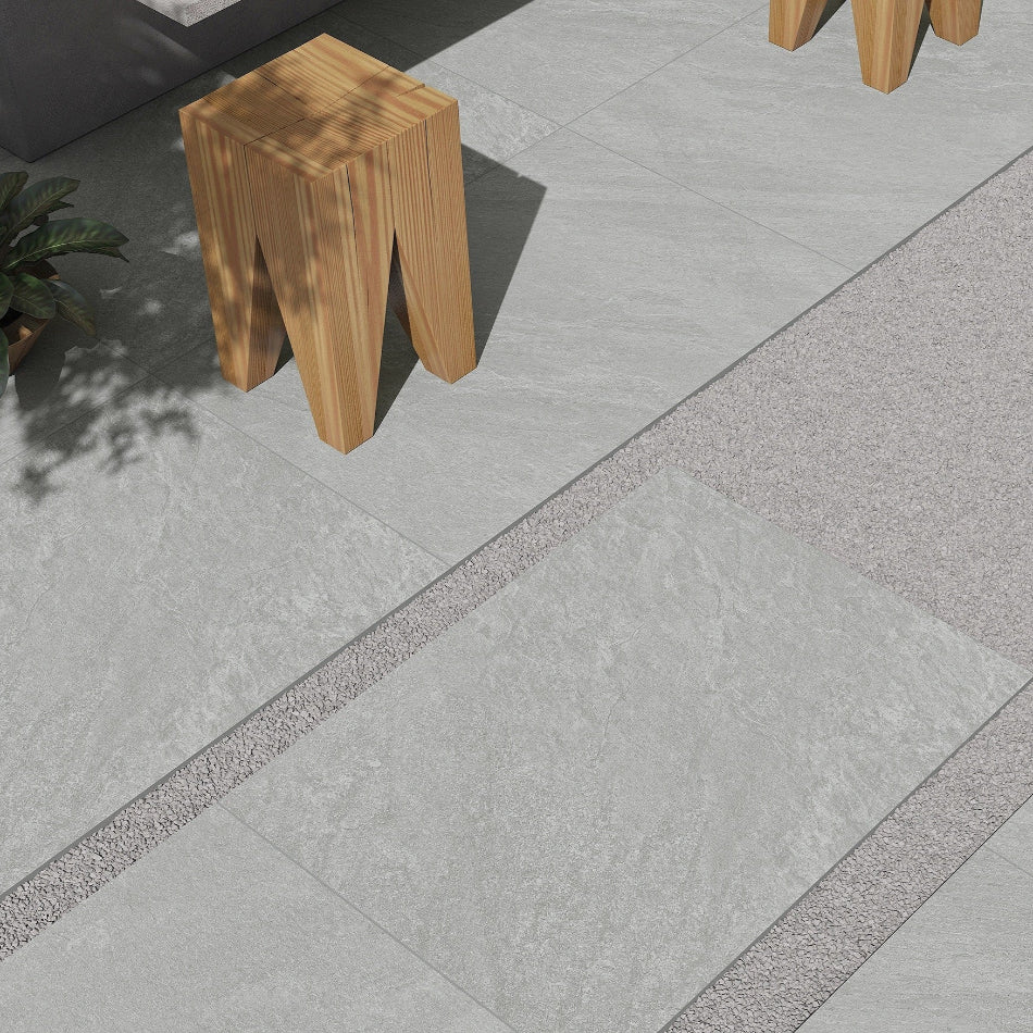 Tiffany Silver Outdoor Porcelain Paving Slabs - 900x600x20 mm