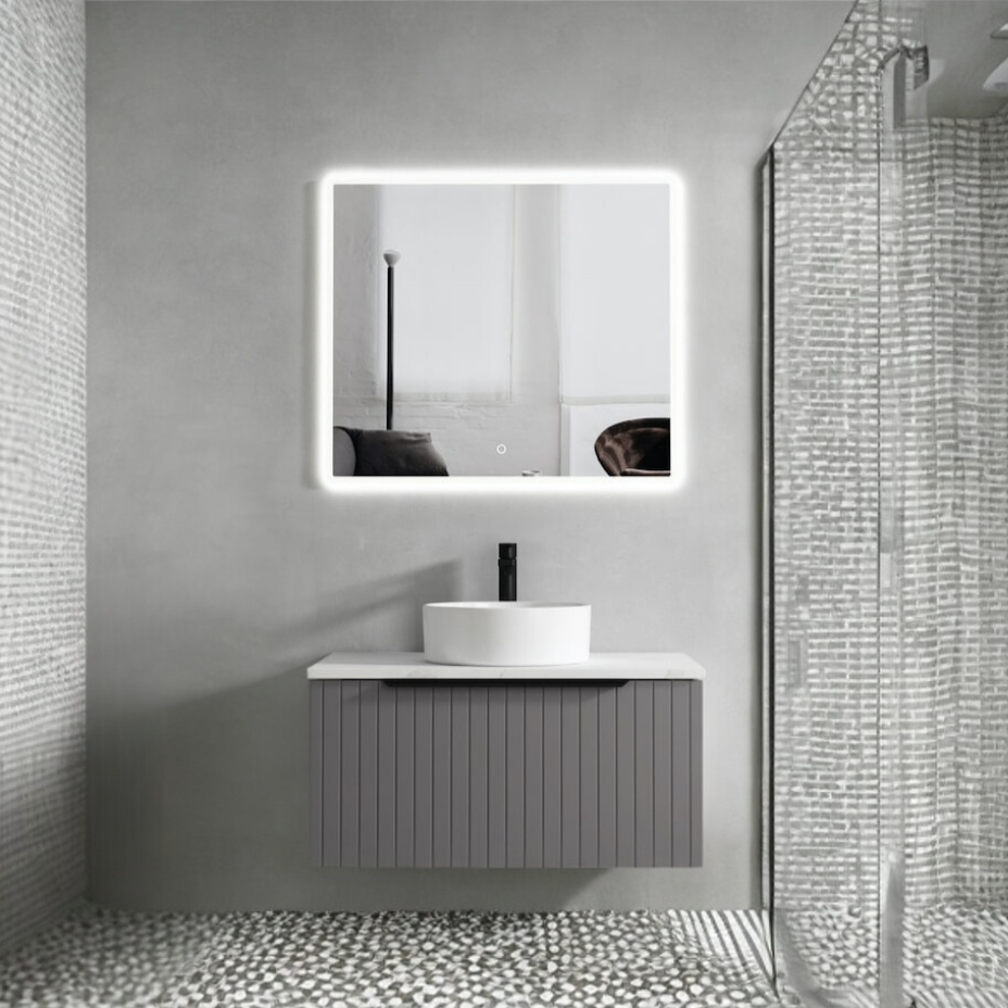 Valley Light grey Fluted Vanity - 800mm