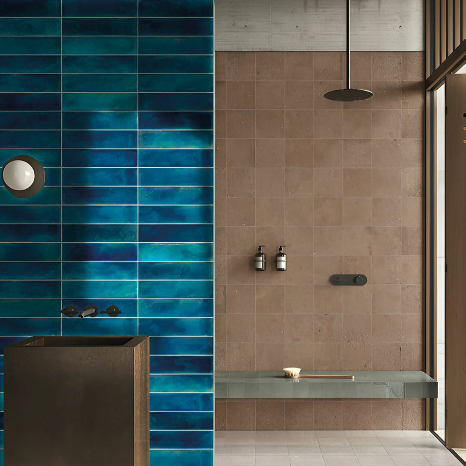 Vintage Aqua Gloss Bumpy Wall Tile 300x75 mm