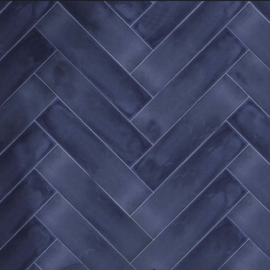 Vintage Sapphire Gloss Bumpy Wall Tile 300x75 mm