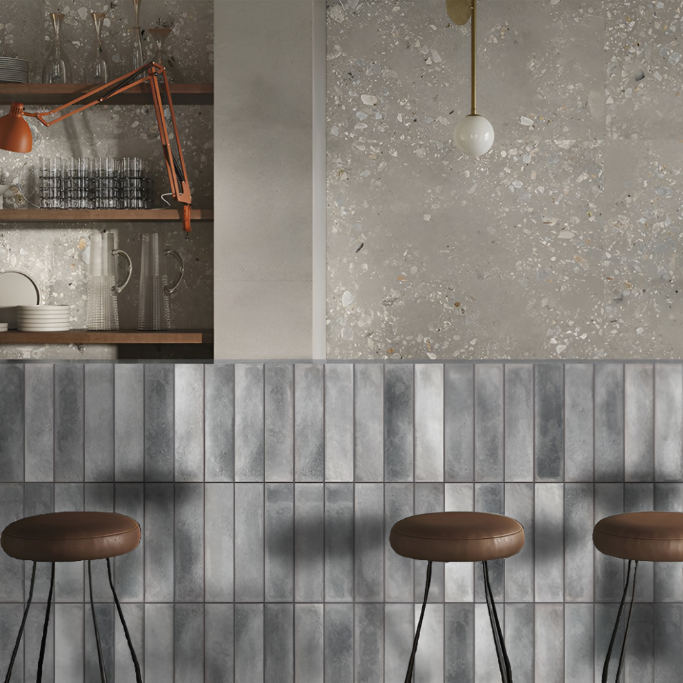 Vintage Ash Gloss Bumpy Feature Wall Tile 300x75 mm