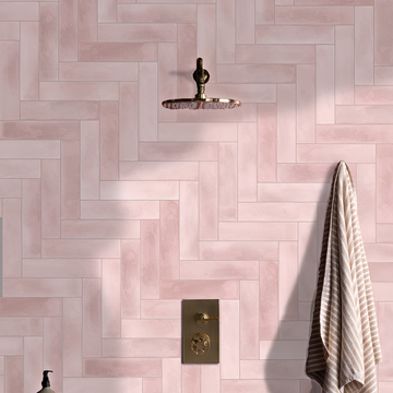 Vintage Candy Pink Gloss Bumpy Feature Wall Tile 300x75 mm