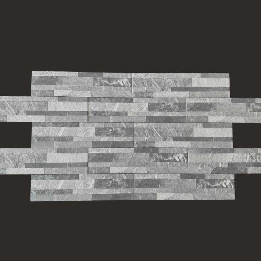 York Grey Split Face Italian Wall Cladding Tile 156x606 mm