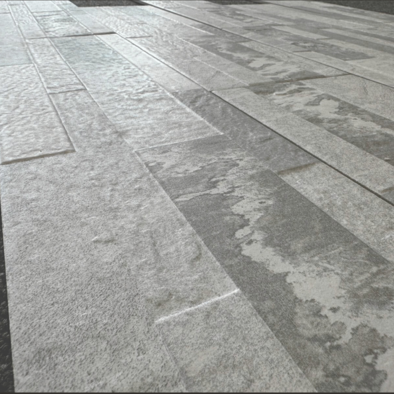 York White Split Face Italian Wall Cladding Tile 156x606 mm