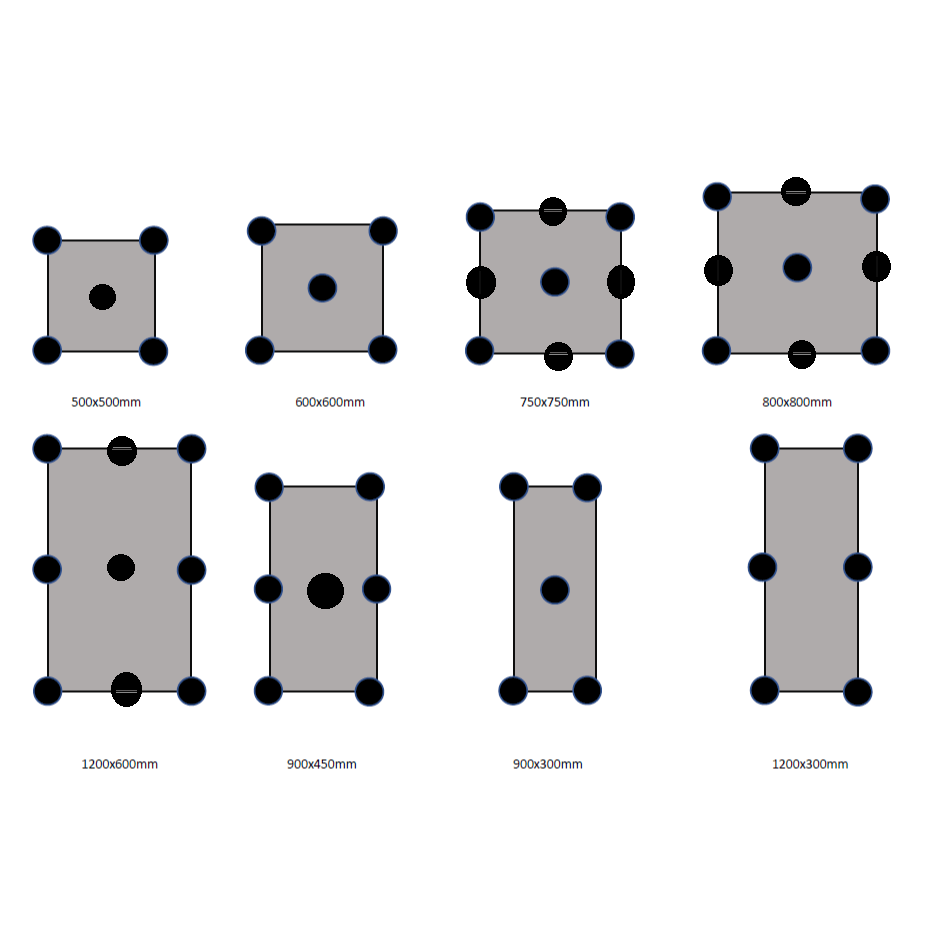 Self-Leveling Adjustable Pedestal Set- 55mm to 90 mm