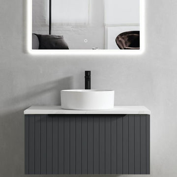 Valley Dark Grey Fluted Vanity - 800mm
