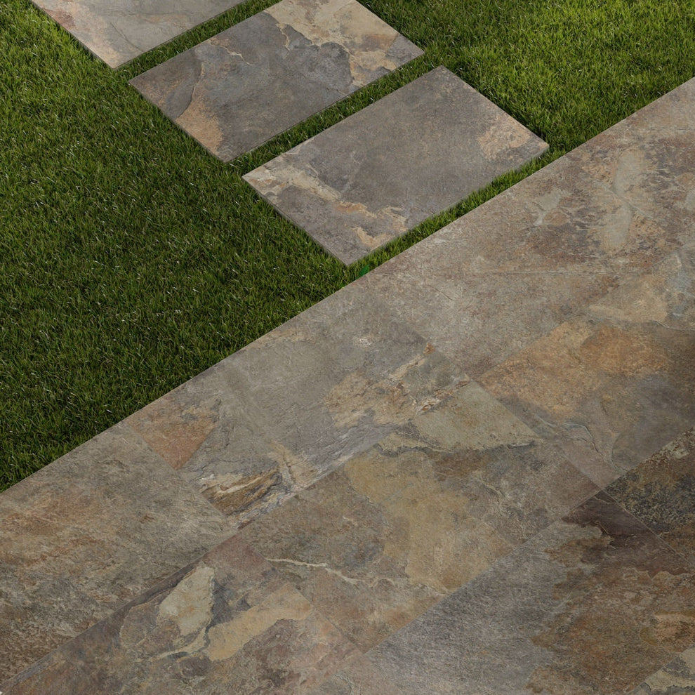 Slate Natural Outdoor Porcelain Paving Slabs - 900x600x20 mm