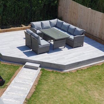 Verona Grey Wood Effect Outdoor Porcelain Paving Slabs - 1200x300x20mm