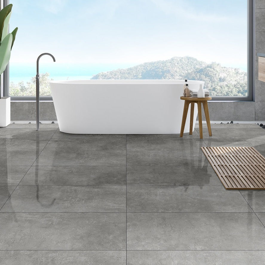 XXL Cemento Anthracite Semi Polished Indoor Wall&Floor Porcelain Tile-1200x600x10mm