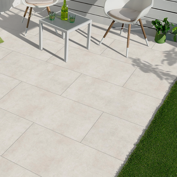 Cemento Ivory Outdoor Porcelain Paving Slabs - 1200X600x20 mm