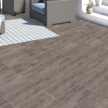 Dream Dark Wood Effect Outdoor Porcelain Paving Slabs - 1200x300x20 mm
