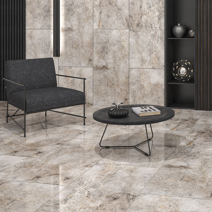 XXL Elegante Light Polished Indoor Wall&Floor Porcelain Tile-1200x600mm