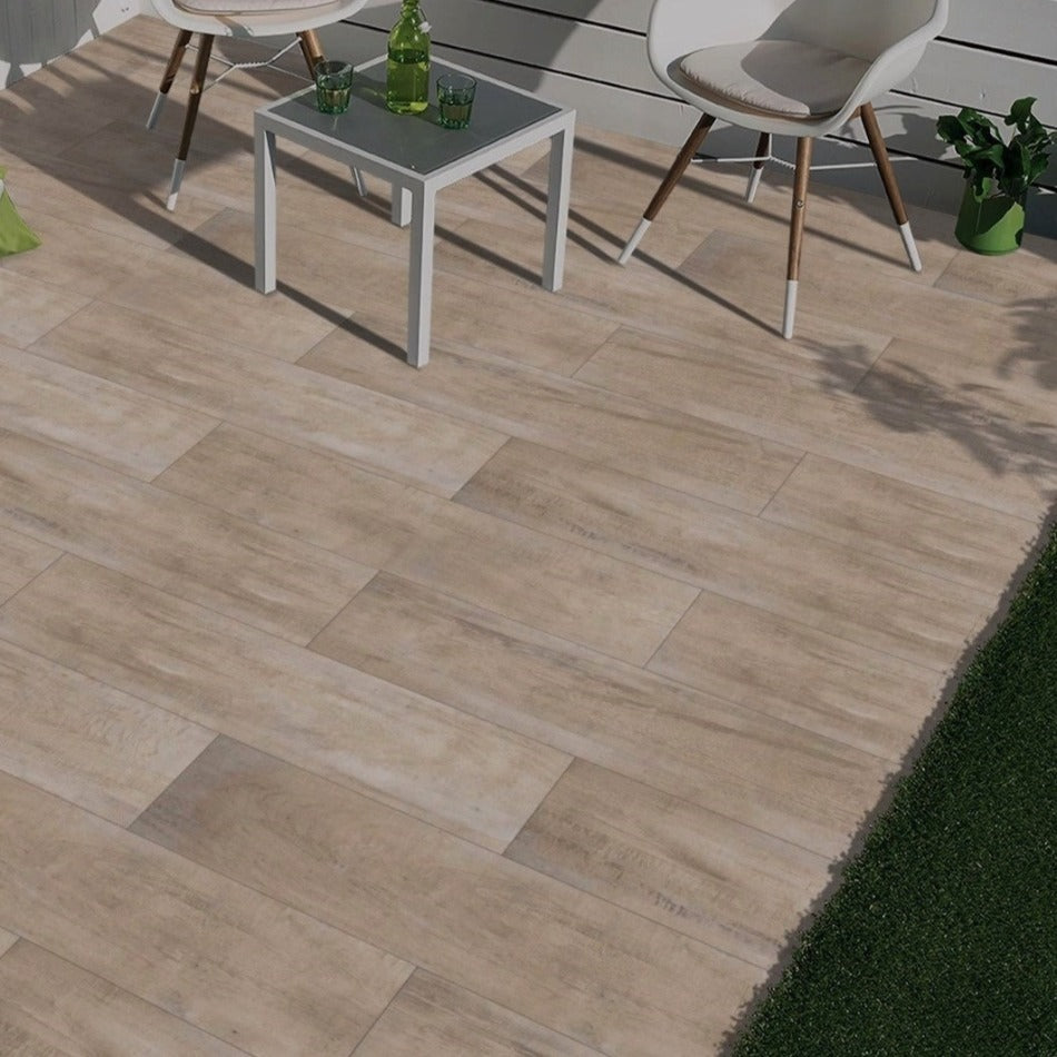 Florance Natural Wood Effect Outdoor Porcelain Paving Slabs - 1200x300x20 mm