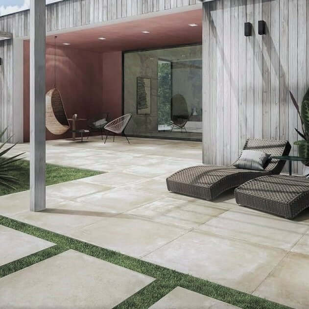 Smoky Ivory Outdoor Porcelain Paving Slabs - 800x800x20 mm