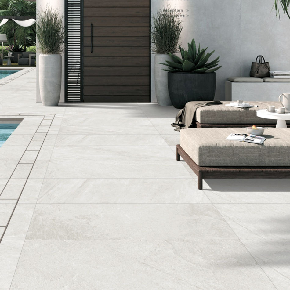 Mallorca White Outdoor Porcelain Paving Slabs - 1200X600x20 mm