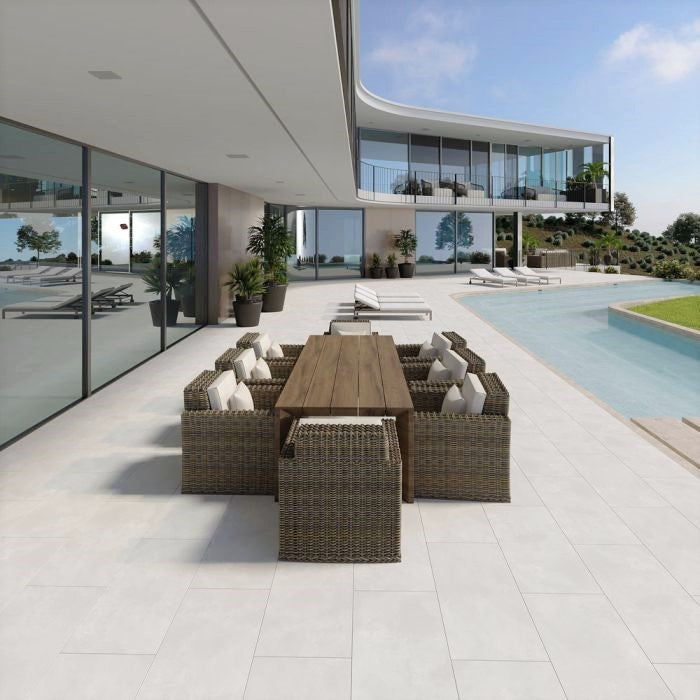 Padova Off White Outdoor Porcelain Paving Slabs - 1200x600x20 mm