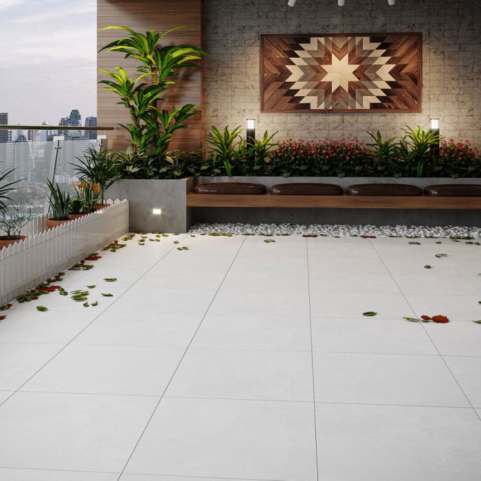 Padova Off White Outdoor Porcelain Paving Slabs - 600x600x20 mm