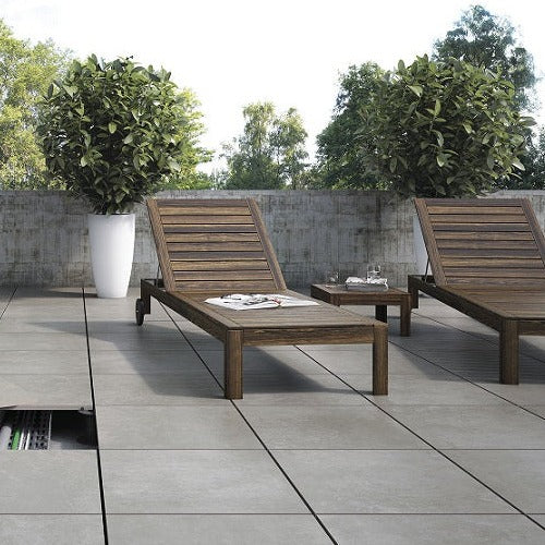 Rustico Grey Outdoor Porcelain Paving Slabs - 600x600x20 mm