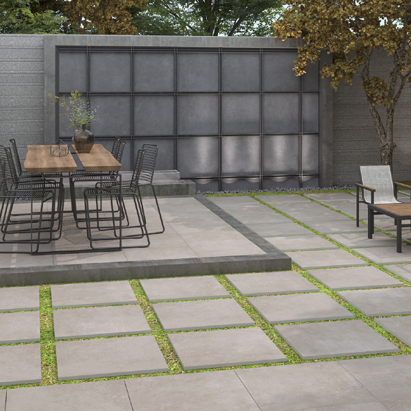 Rustico Grey Outdoor Porcelain Paving Slabs - 600x600x20 mm