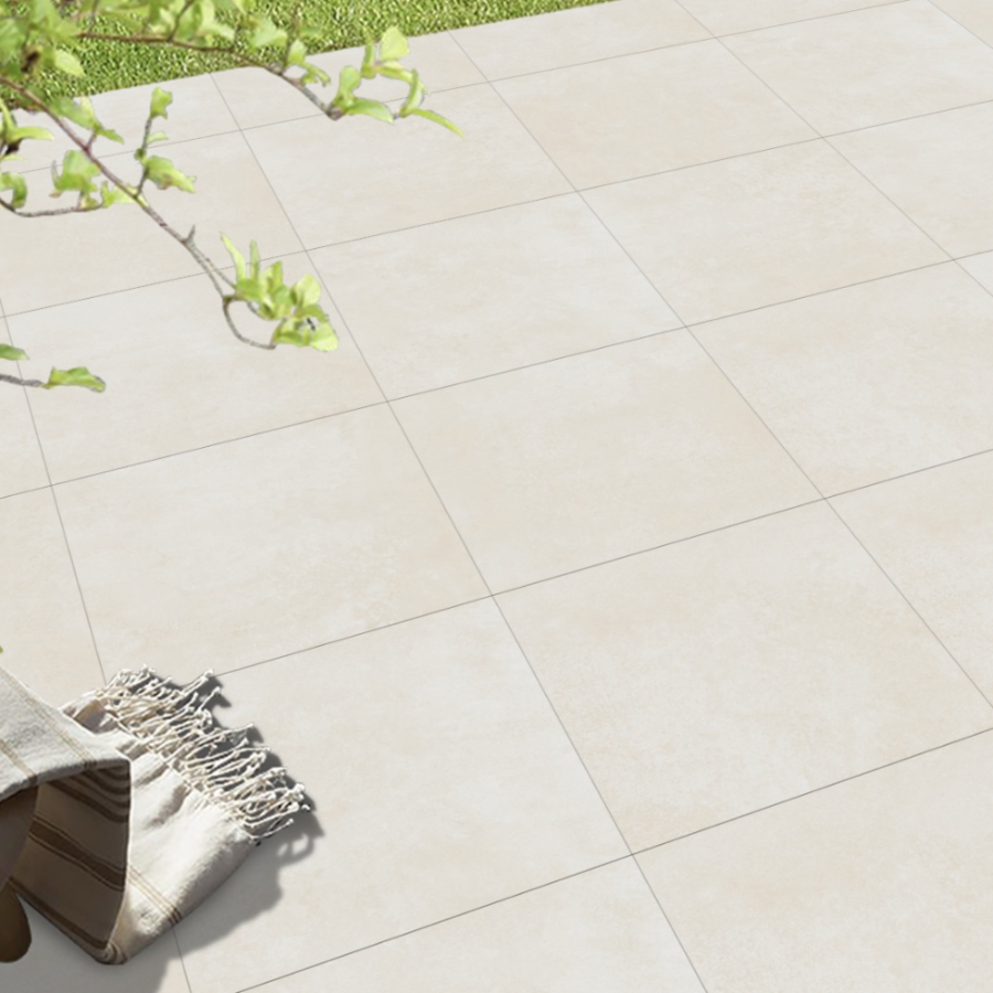 Rustico Ivory Outdoor Porcelain Paving Slabs - 600x600x20 mm