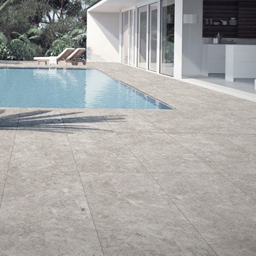 Silver Travertine Outdoor Porcelain Paving Slabs - 900x450x20 mm