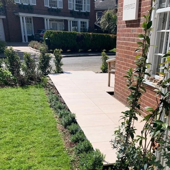 Tasos Cream Outdoor Porcelain Paving Slabs - 600x600x20 mm