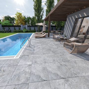 Tuscany Grey Outdoor Porcelain Paving Slabs - 900x600x20 mm