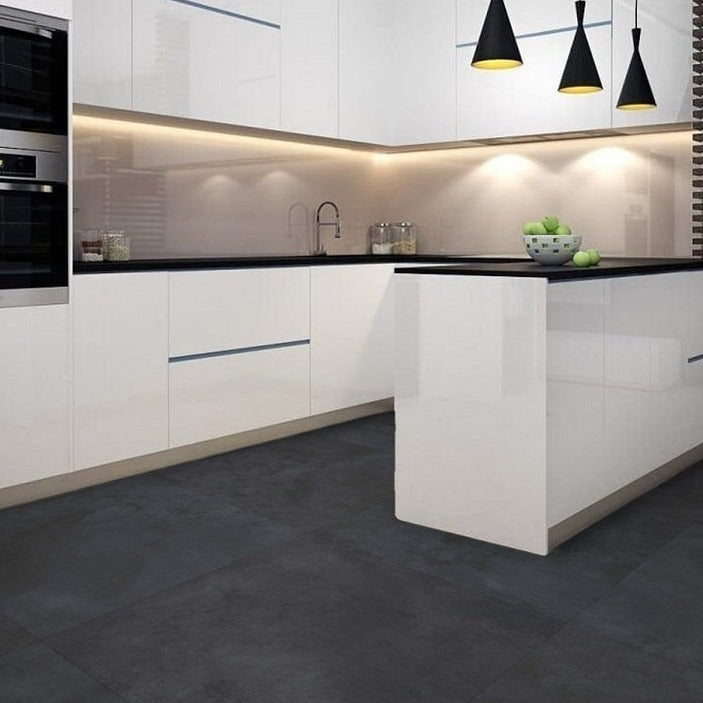 XXL Cemento Black Matt Indoor Wall&Floor Porcelain Tile-1000x1000x10mm